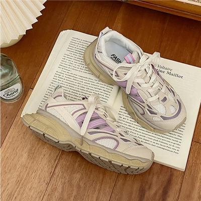 Модные женские туфли на толстой подошве для папы 2024 года, новые летние винтажные легкие кроссовки из дышащей сетки для женщин, роскошные средние (3см-5см)  Зашнуровать