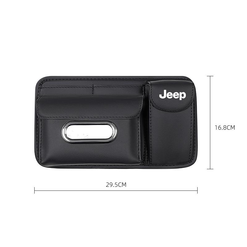 PU Leather Car Sun Visor Organizer Glasses Card Holder & Tissue Box For Jeep Renegade Wagoneer Avenger Recon Wrangler JK Patriot