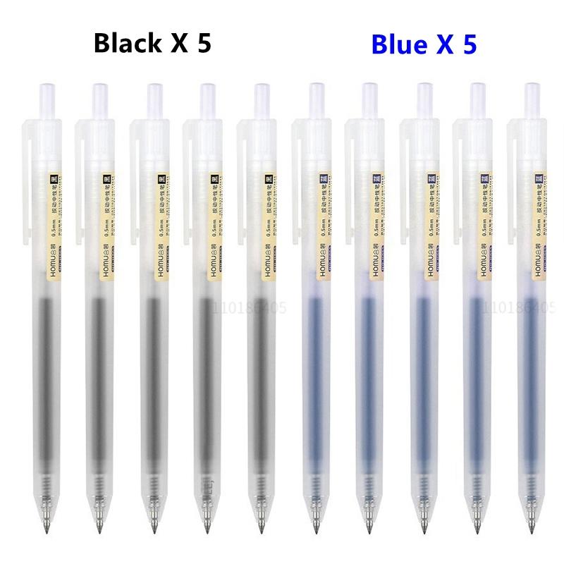 Набор из 6/10 шт. гелевых ручек 0,5 мм с выдвижным стержнем, черные/синие чернила, шариковые, для письма, офисные, для бизнеса, для подписи, школьные принадлежности, канцелярские товары