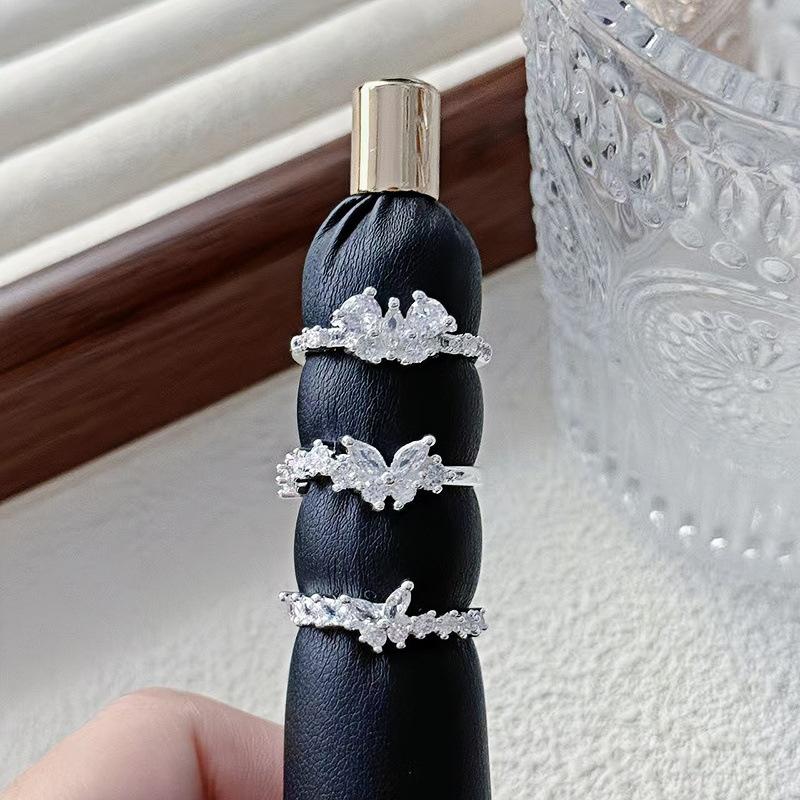 Super Immortal Zircon Butterfly Open Ring Female Simple Personality Temperament Exquisite Elegance Niche High-End Ring
