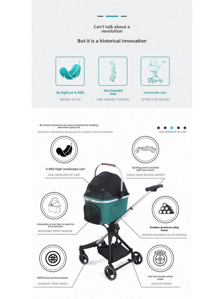 Luxury Lightweight Detachable Pet Stroller for Dogs and Cats - Perfect for Cross-Border Walks
