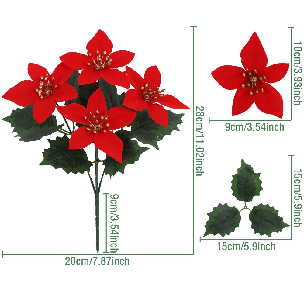 1/3pcs Plastic Plants Christmas Artifical Flowers with 5 Forks Reusable Simulated Flowers Bouquet Creative Christmas Ornaments