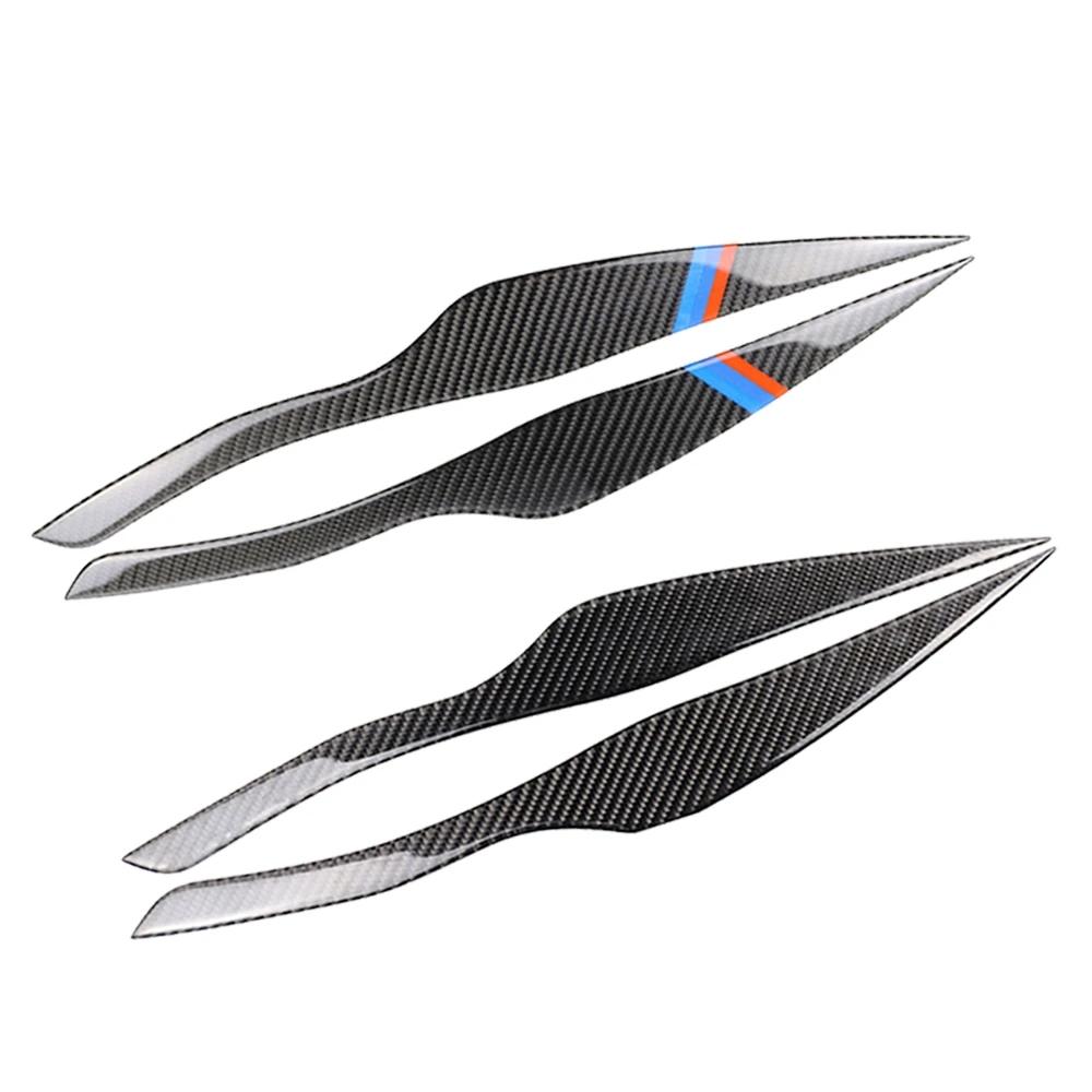 1 пара настоящих углеродного волокна фар бровей век крышка для BMW 3 серии E90 E91 2006 2007 2008 2009 2010 2011 автомобилей