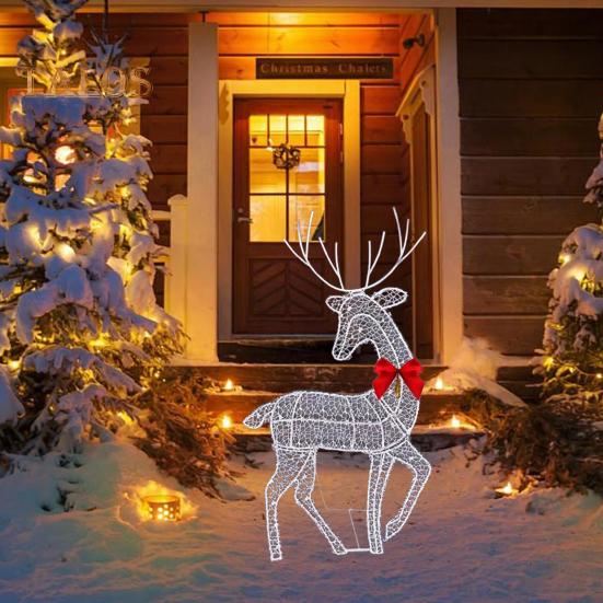 1 шт./3 шт. Металлические украшения в виде оленей, наружные статуи оленей со светодиодной подсветкой, легкая сборка, светящиеся украшения в виде оленей для газона, сада, двора