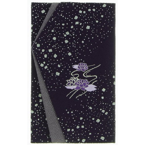 Daiko Sangyo Ester Chirimen Colorful Embroidered Fukusa (Crepe Cloth) with Gold Envelope, Celebration/Condolence Set, Made in Japan, Dark Red/Purple,