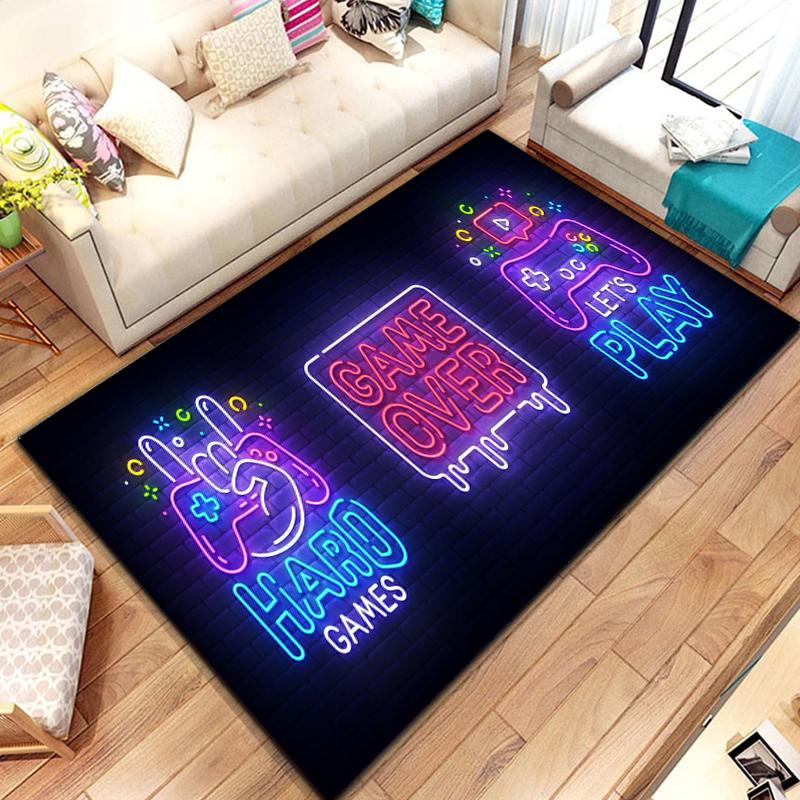 Ковер для геймера, забавные черные коврики для игрового контроллера для детей, мягкий ковер для комнаты, игровой аниме, коврик для стула геймера, большой ковер для гостиной, для мальчиков