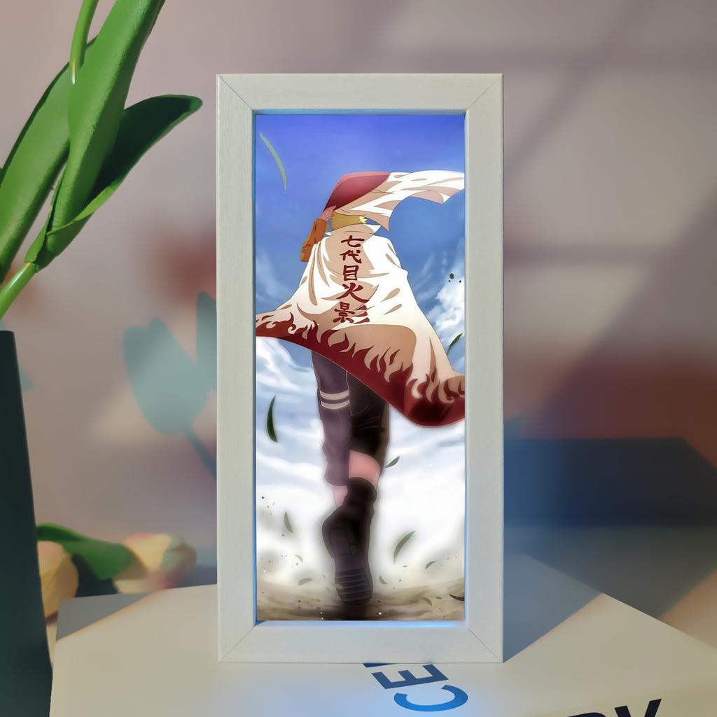 Наруто 19,8 см/7,8 дюйма 3D аниме световой короб светодиодная лампа Учиха мультфильм настольная витрина украшение комнаты подарок на день рождения вечеринка игрушки