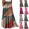 Women's Fashion Bohemian Print Elastic Waist Skirt Loose Casual High Waist Tie Long Skirt