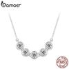 925 Sterling Silver Brilliant Round Moissanite Necklace Simulate Diamond Neck Chain for Women Valentine's Day Gift