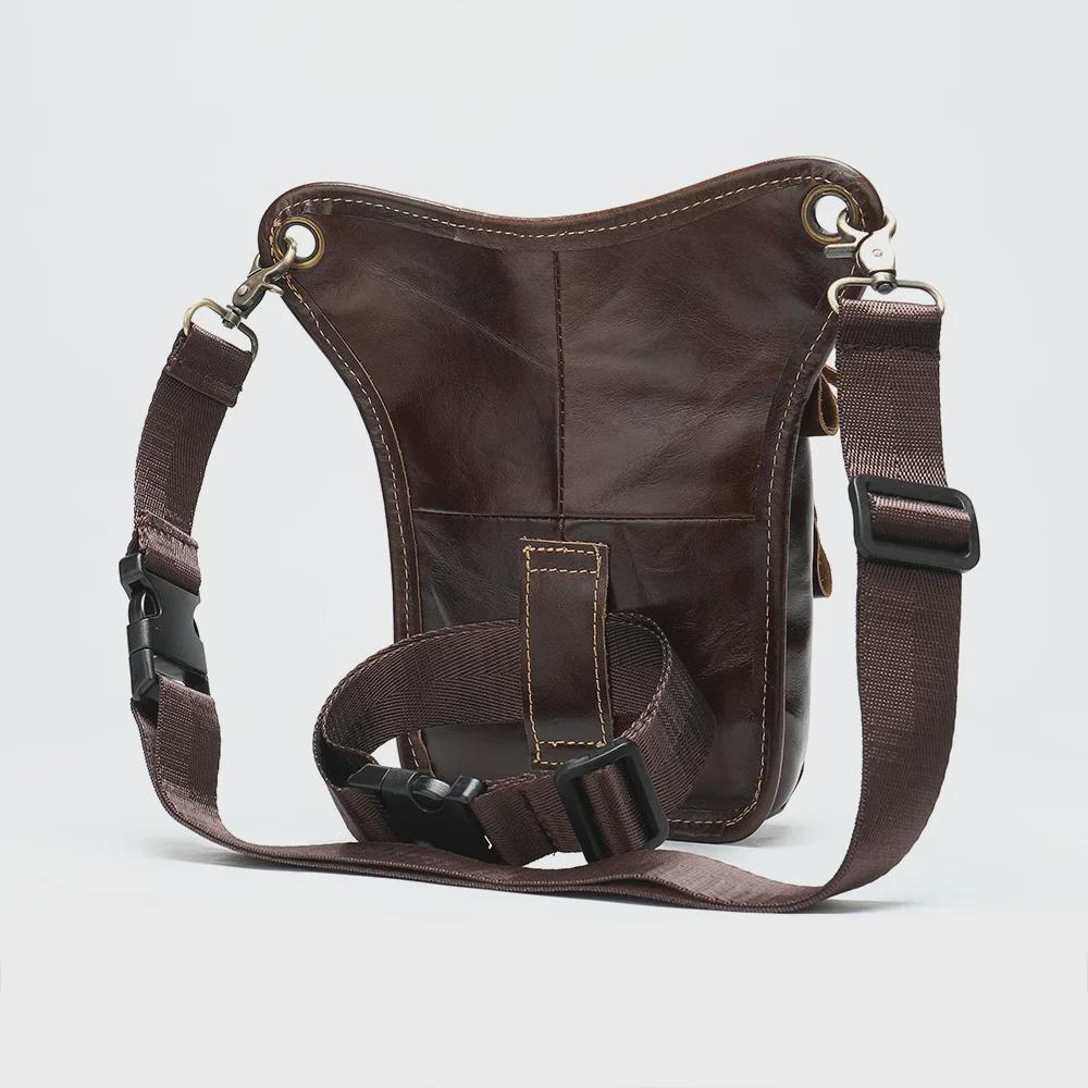 Мужская походная сумка из коровьей кожи для ног и пояса для езды на мотоцикле