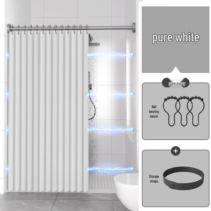 Yicang Foldable White Polyester Shower Curtain