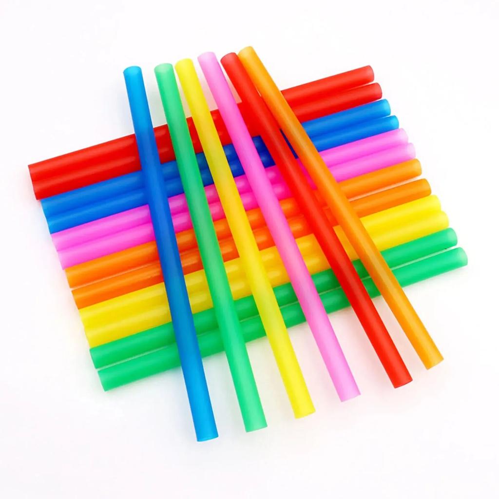 WIKHOSTAR 100 Pcs Colorful Plastic Long Disposable Drinking Straws Eco-Friendly DIsposable Straws