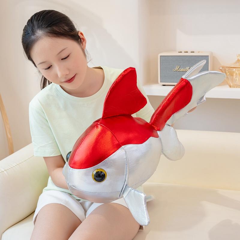 Lucky Koi Goldfish Shaped Plush Toy Soft PU Leather Cartoon Fish Doll Home Decor  Kids Birthday Gift Animal Cushion Throw Pillow