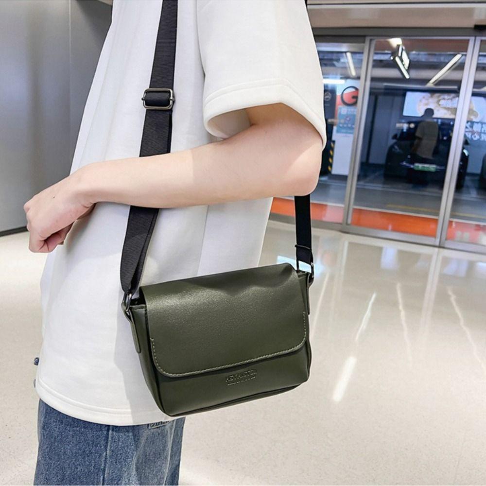 Rectangular Men Crossbody Bag PU Leather Shoulder Bag Fashion Women Messenger Bag Camping