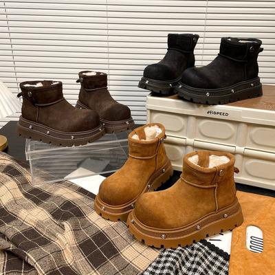 Нескользящие зимние ботинки для женщин для ношения на улице осенью и зимой, новые модные и удобные теплые ботинки с толстой подошвой и короткой голенью для детей