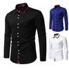 Muti Buttons Autumn Patckwork Turn Down Collar Chemise De Homme White Shirts for Men Casual Cozy Tops