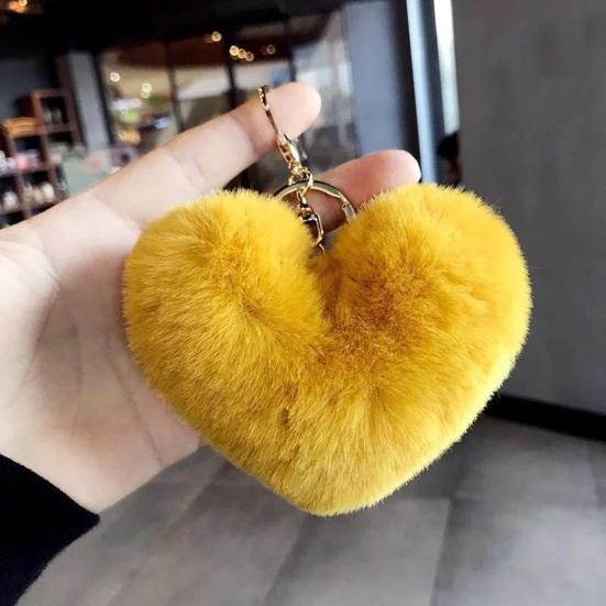Plush Love Heart Keychain Soft Fluffy Lightweight Girls Car Key Ring Holder Handbag Backpack Decoration Pendant Birthday Gift