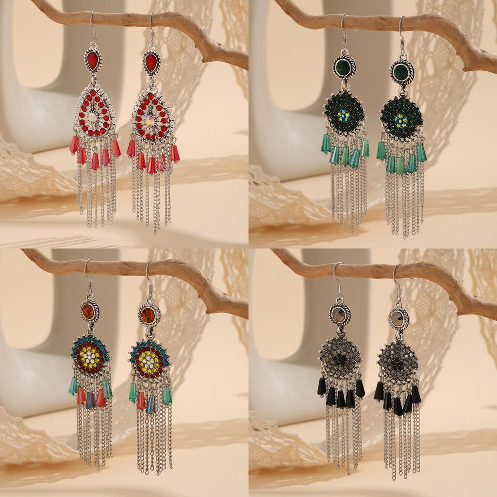 Vintage Ethnic Style Drop Earrings With Tassels For Womens Boho Festival Jewelry