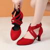 Women's Latin Salsa Ballroom Dance Shoes - Cross Straps, Low Heel, Comfort Fit, Multiple Colors High Heel Shoes