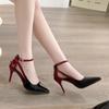 Модная сексуальная обувь-лодочки на высоком каблуке с острым носком, женская обувь, туфли градиентного цвета (черный и красный), темпераментная обувь с мелким вырезом, на одном каблуке, женская