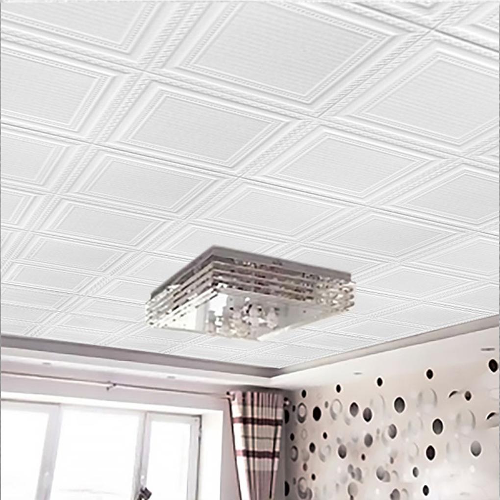 10 штук Самоклеящиеся потолочные плитки Водонепроницаемая пенопластовая панель для DIY домашнего декора 3D пенопластовая наклейка на стену