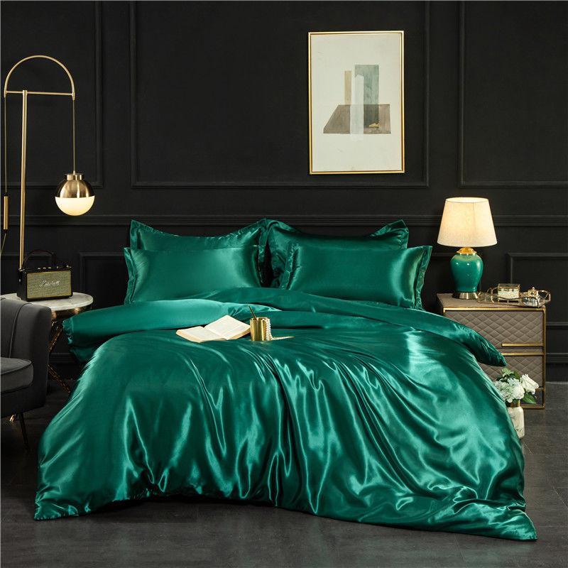 Luxury Blending Natural Mulberry Silk Duvet Cover Set with Fitted Sheet High-end Satin Silky King Size Bedding Set Queen Bed Set