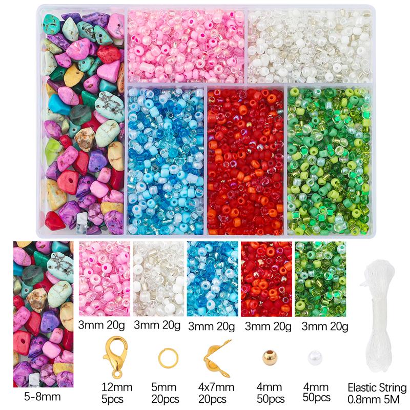 3500 шт./кор. бисер Алфавит жемчужные бусины из натурального камня чипсы лэмпворк стеклянные грибные бусины набор для DIY ожерелье браслет серьги изготовление ювелирных изделий