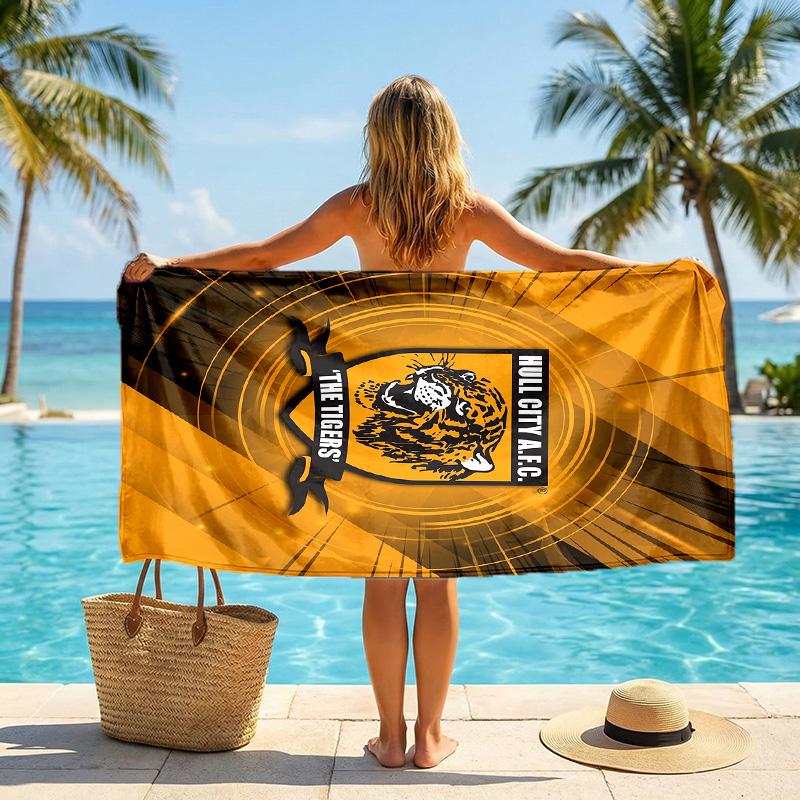 Hull FC Fashion Beach Towel Portable Soft Quick Dry Towel For Swimming Camping Holiday Use