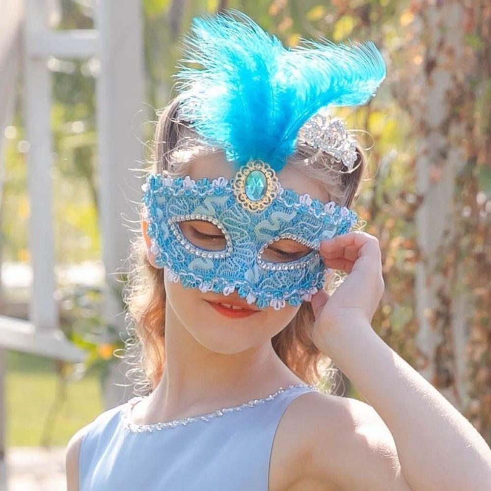 1Pcs Peacock Feathers Party Mask Lace Masquerade Mask New Half Face Mask For Adult Child