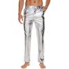 Men Pants Mid-rise Button Zipper Fly Shiny Casual Trousers with Reinforced Pockets Solid Color Glossy Club Pants
