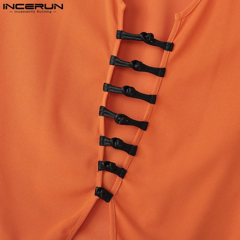 INCERUN Мужские летние повседневные майки без рукавов с V-образным вырезом и бандажом