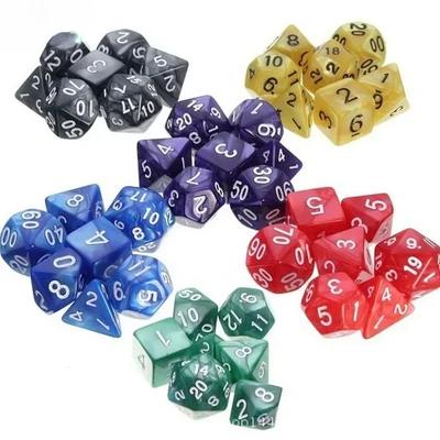 7 шт./компл. разноцветные жемчужные кубики с многогранным узором, набор игральных костей для DND PRTG RPG Running Team, настольная игра, набор игральных костей Dnd