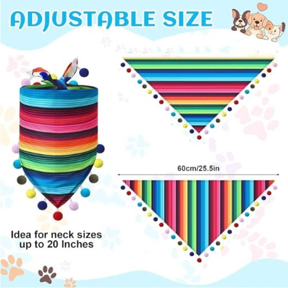 Mexican Style Striped Pet Triangle Scarf Multicolor Pet Neckerchief  Hairball Grass Hat