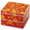 7.0" Square Two-Tiered Hors D'oeuvres, "Hana No Mai" (Flower Dance), Red (with Stickers), 8R-706