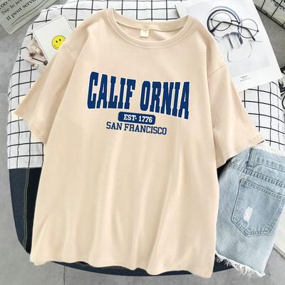 California Est 1776 San Francisco Print Женская футболка уличная летняя с коротким рукавом крутая спортивная одежда мягкая повседневная футболка женская