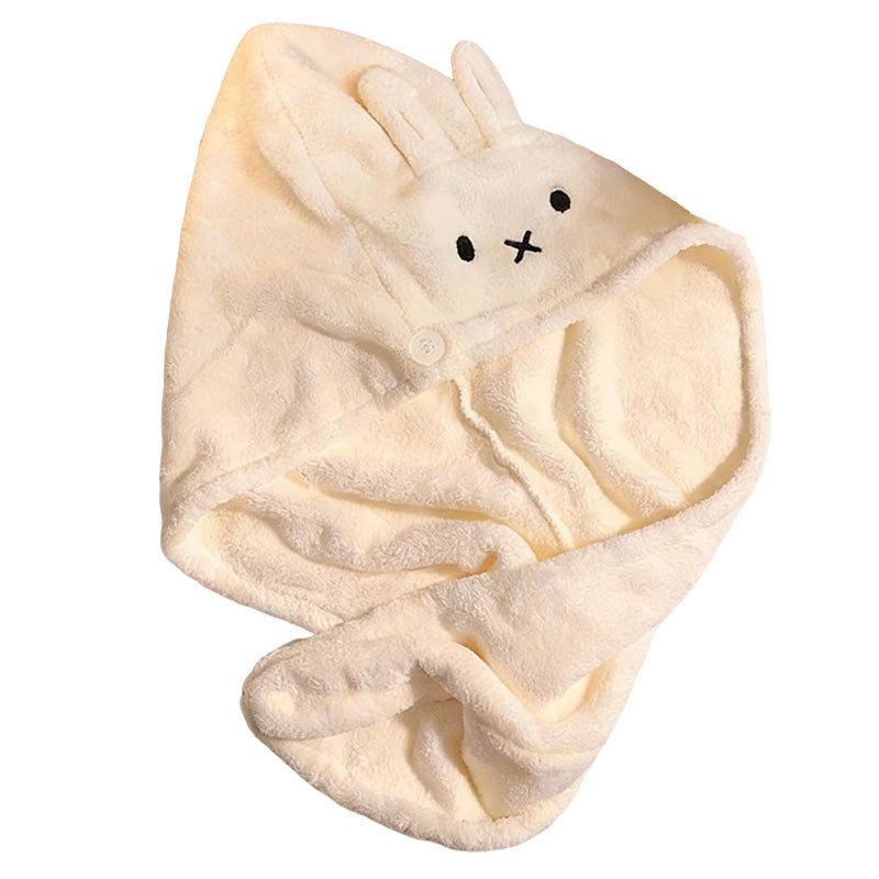 Thickened Rabbit Hair Drying Towel - Cartoon Coral Fleece Quick-Dry Absorbent Bath Cap