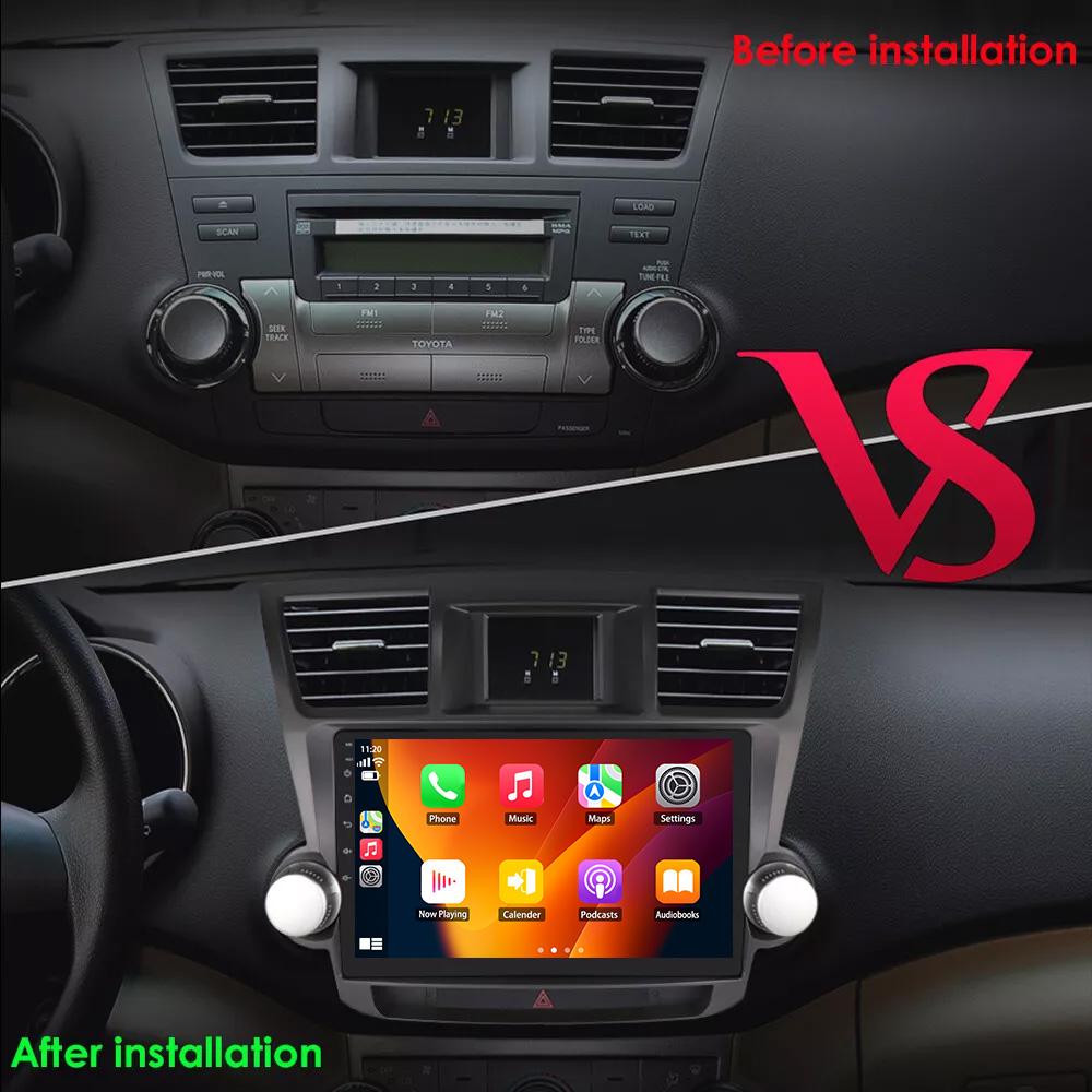 Android For Toyota Highlander 2007-2013 Head Unit Multimedia Dash Cam 4G GPS Wireless Bluetooth Carplay  Touch Stereo Screen