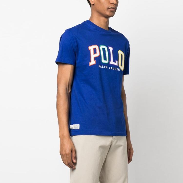 Polo Ralph Lauren Ss23 Логотип Круглый вырез Короткий рукав Футболка Мужская Футболка Синяя 710890804-003