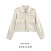Kaslead New Women Clothes Western Style Fashion Simple and Versatile Pocket Decoration Suede Jacket