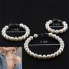 Women Wedding Engagement Fashion Round Shape Pearl Hoop Earrings Drop Dangle Ear Stud Elegant