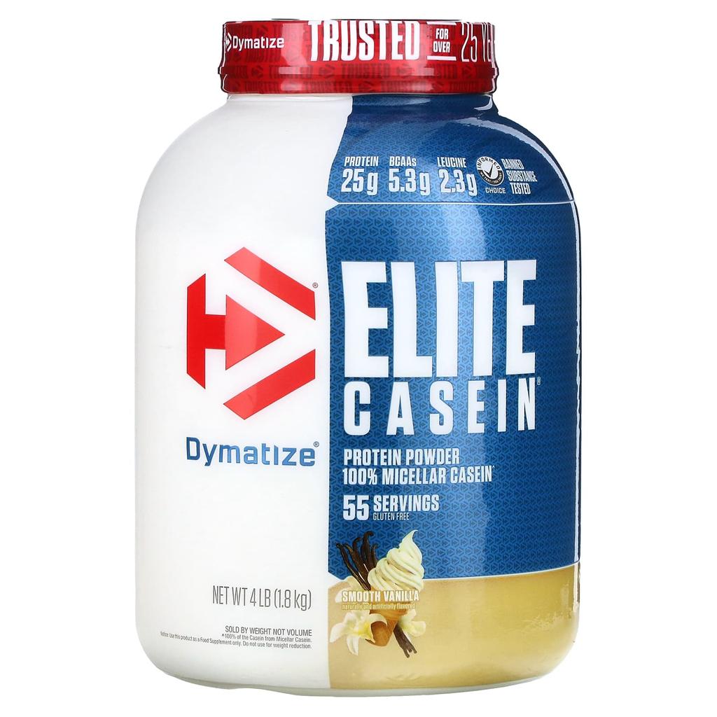 Dymatize Elite Casein, Smooth Vanilla, 4 Lb (1.8 Kg)