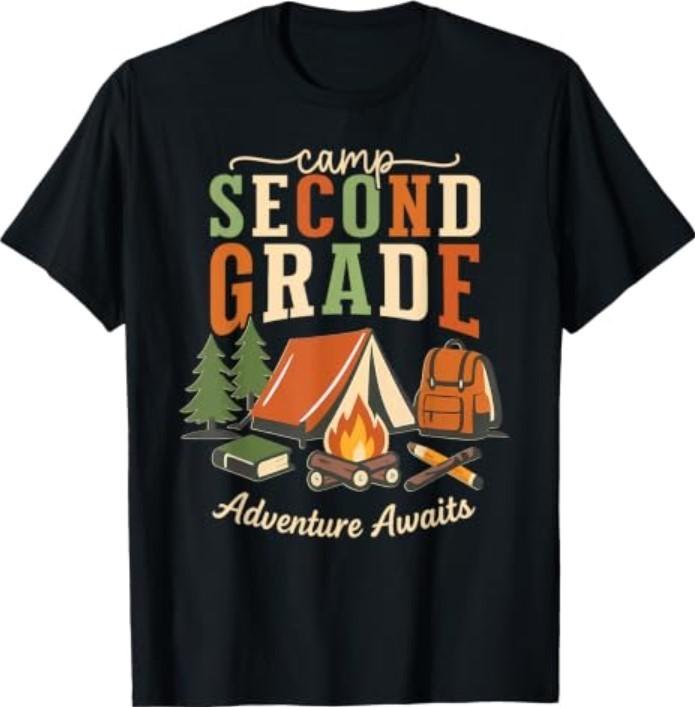 Camp Second Grade Adventure Awaits 2nd Grade Teacher Student T-Shirt