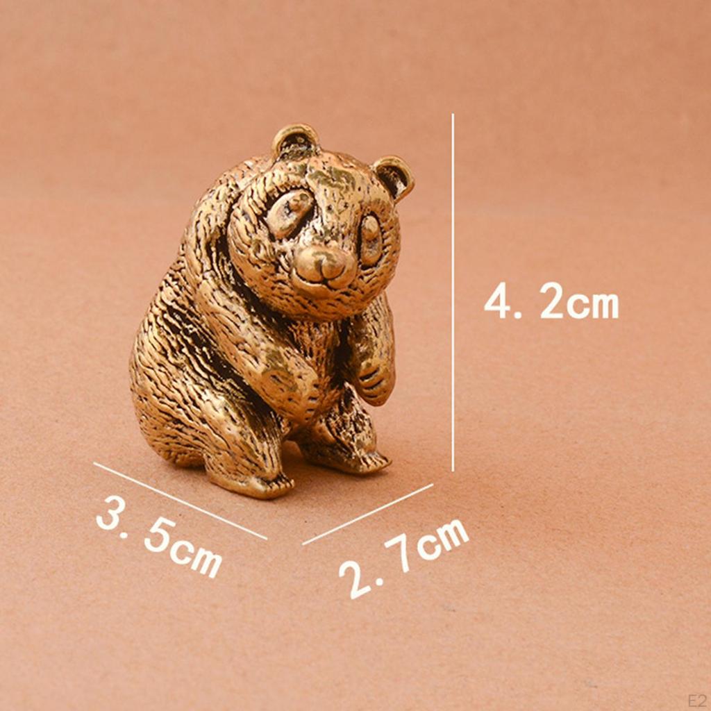 Brass Small Panda Statuette Micro Landscape Pandas Small-size Office Desktop Ornament Tea Pet Toy
