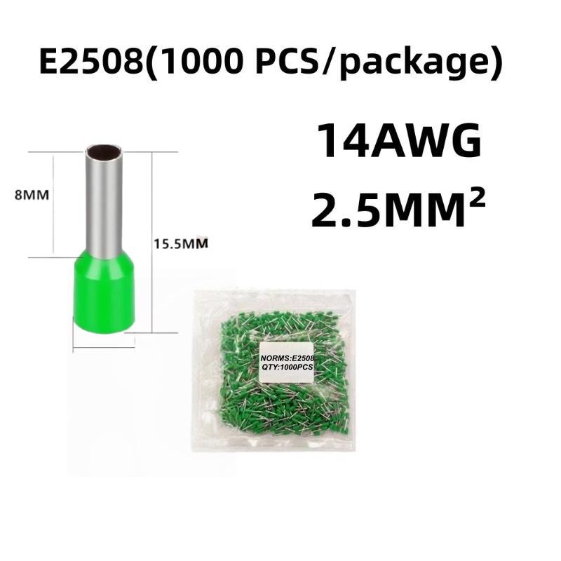 1000pcs High-Quality Tubular Crimp Terminals E0508 E7508 E1008 for DIY Electrical Tasks