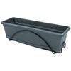 Flower Pot - PLASTIKEN - Planter 60x20cm - Anthracite - With Tray and Balcony Stand