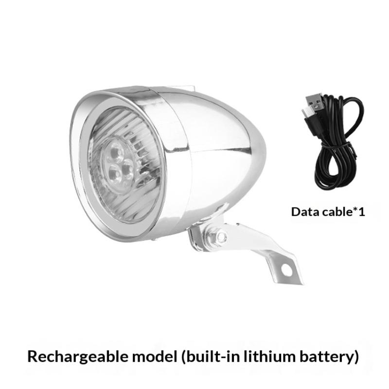 Retro Bike Headlight Type-C Rechargeable Classic Mountain Bicycle Front Light 3 Led Road Bike Headlamp Cycling Accessories