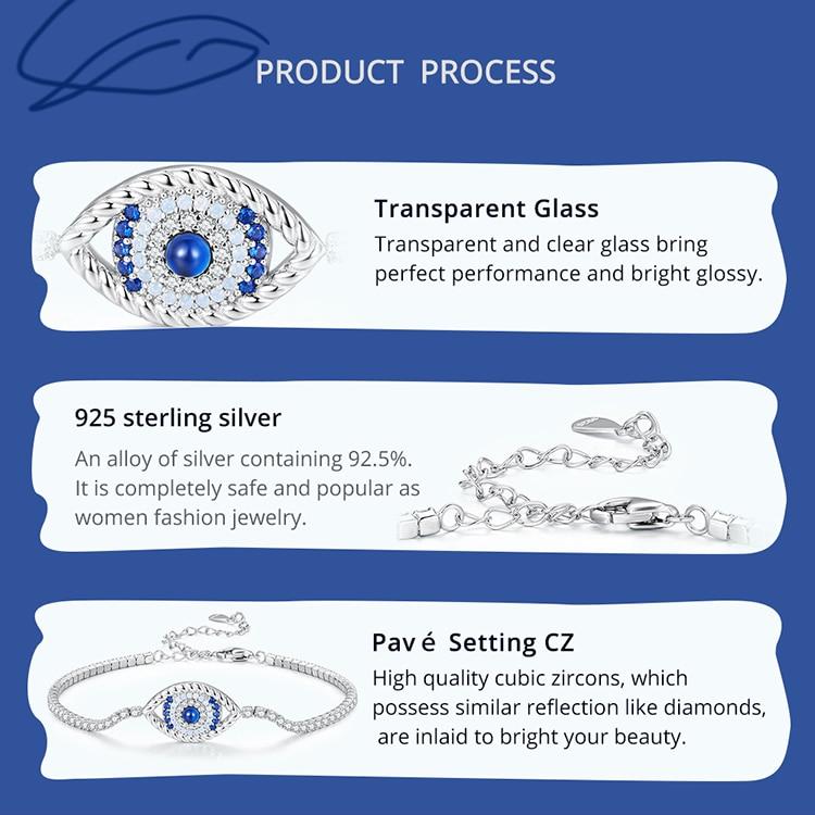 Теннисный браслет BAMOER из стерлингового серебра 925 пробы с глазом дьявола для женщин, браслет-цепочка с блестящим цирконом, ювелирные украшения, подарок