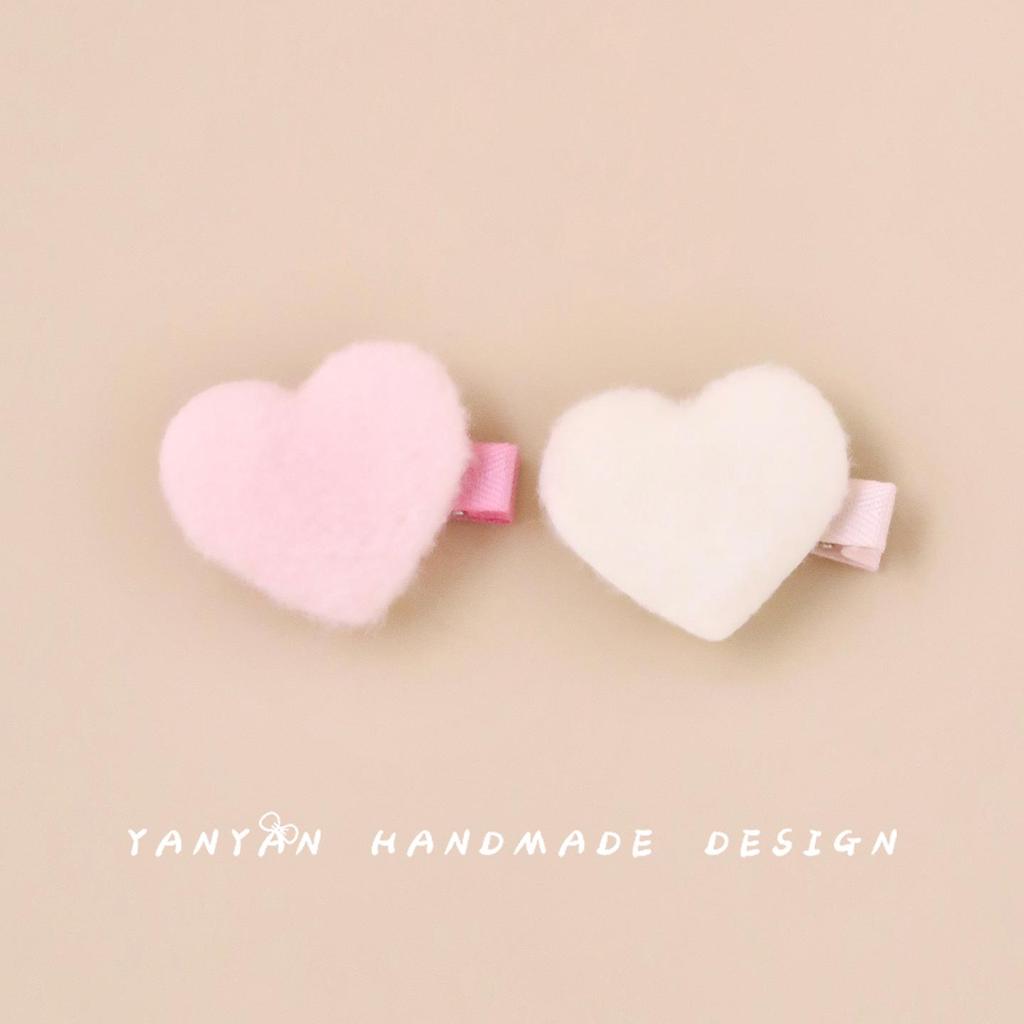 Fluffy Heart Hair Clip for Toddlers and Girls - Gentle No-Damage Fabric Clip for Winter Wear