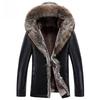 Winter Clothing Thickened Fur Integrated PU Leather Coat Middle-Aged Men's Clothing American Raccoon Dog Big Fur Collar Sheepskin Leather Coat