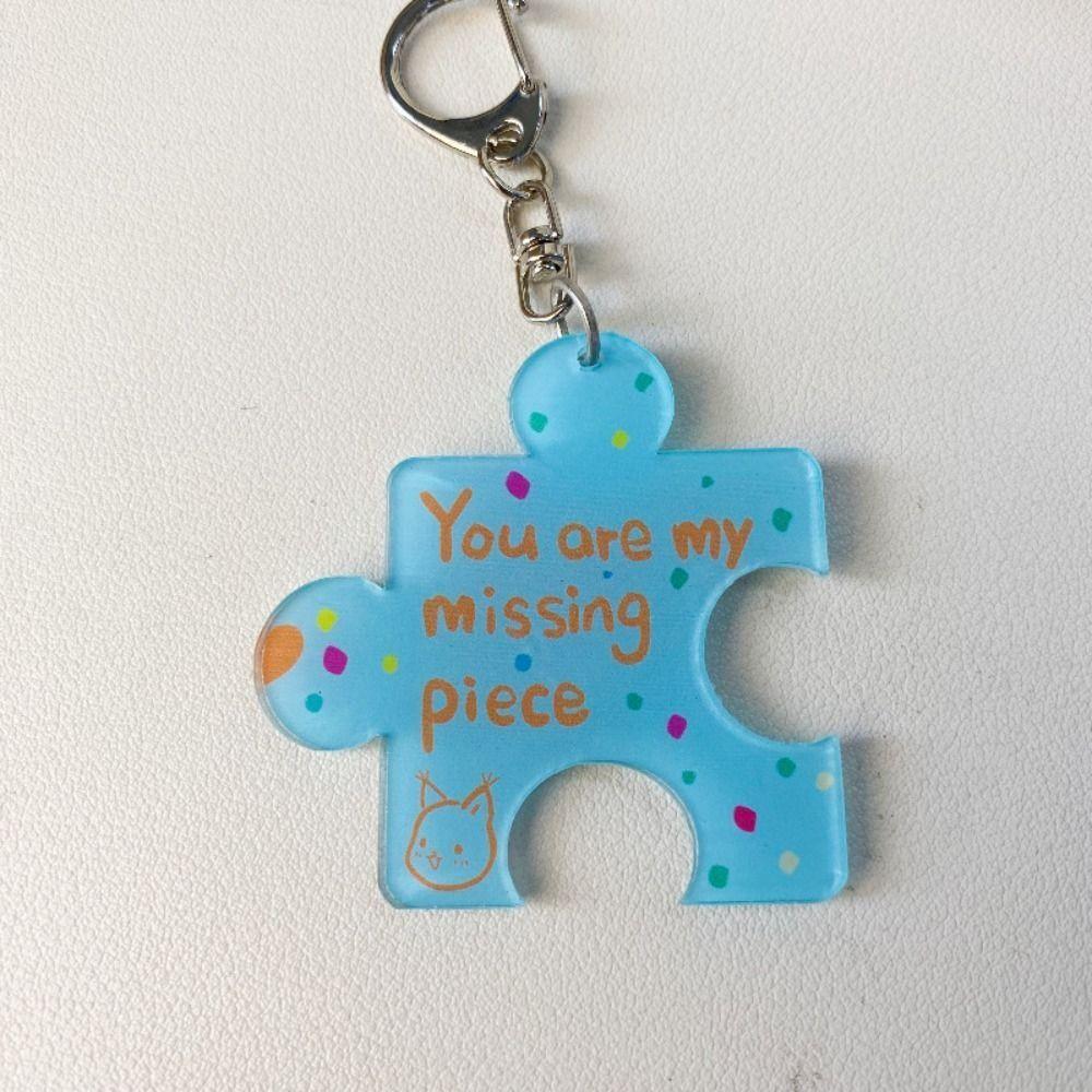 Korean Style Accessories Acrylic Puzzle Text Keychain "You Are My Missing Piece"  Versatile   Daily